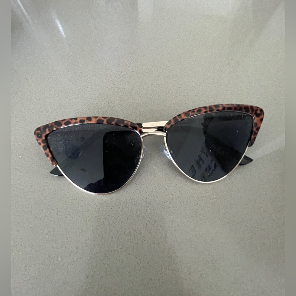 Metal cheetah print and black metal‎ Sunglasses